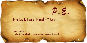 Patatics Emőke névjegykártya